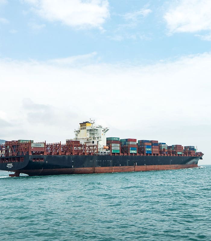 Container vessel at sea