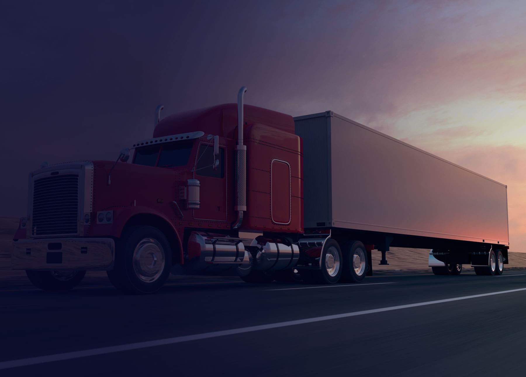SVS Transport tractor-trailer on the highway at dusk